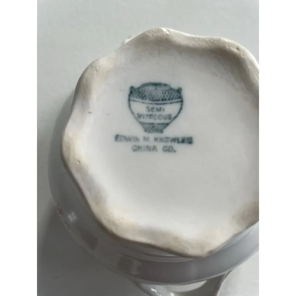 VINTAGE EDWIN M. KNOWLES CHINA SUGAR BOWL NO LID FLORAL GOLD DESIGN